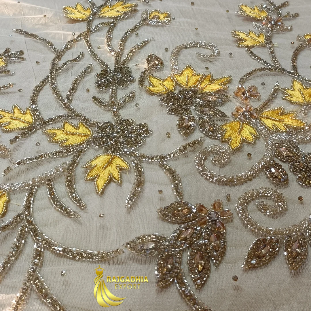 lace luxury fabric beaded material Luxury beaded lace fabric for sale Lace by the yard and metre