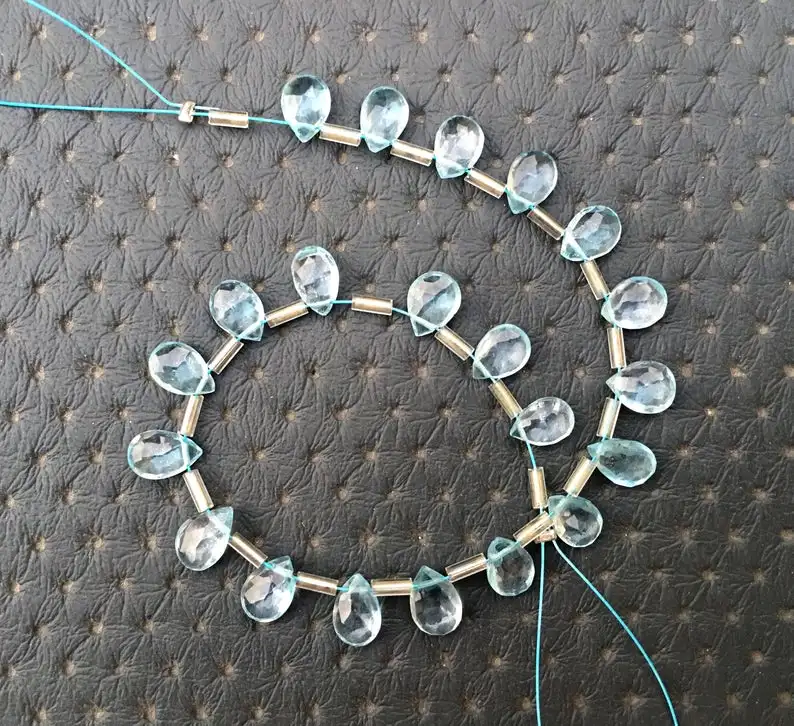 Very Stunning 21 Pieces Natural Blue Topaz Gemstone Faceted Pear Shape Beads