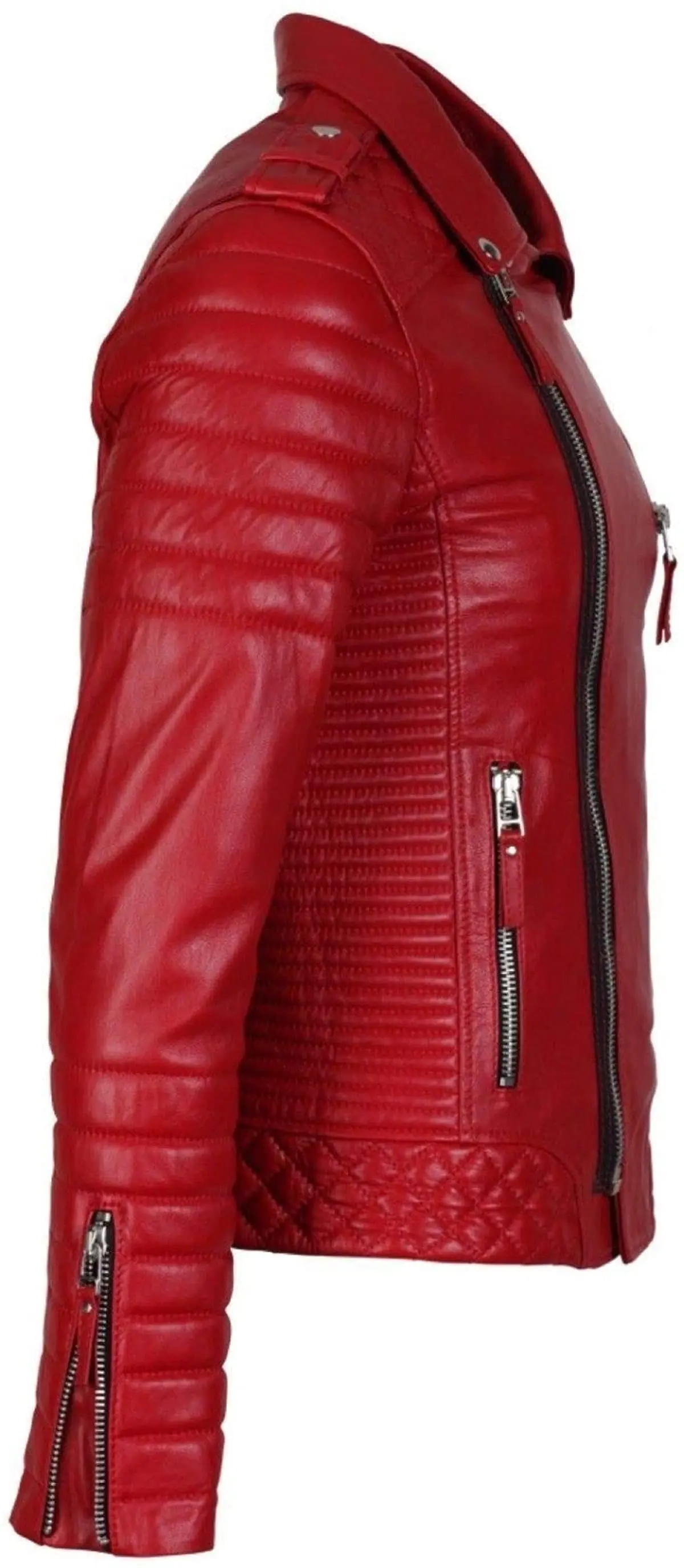 Новая модная Стильная мужская кожаная куртка Байкерская красная куртка-бомбер из натуральной кожи для мужчин