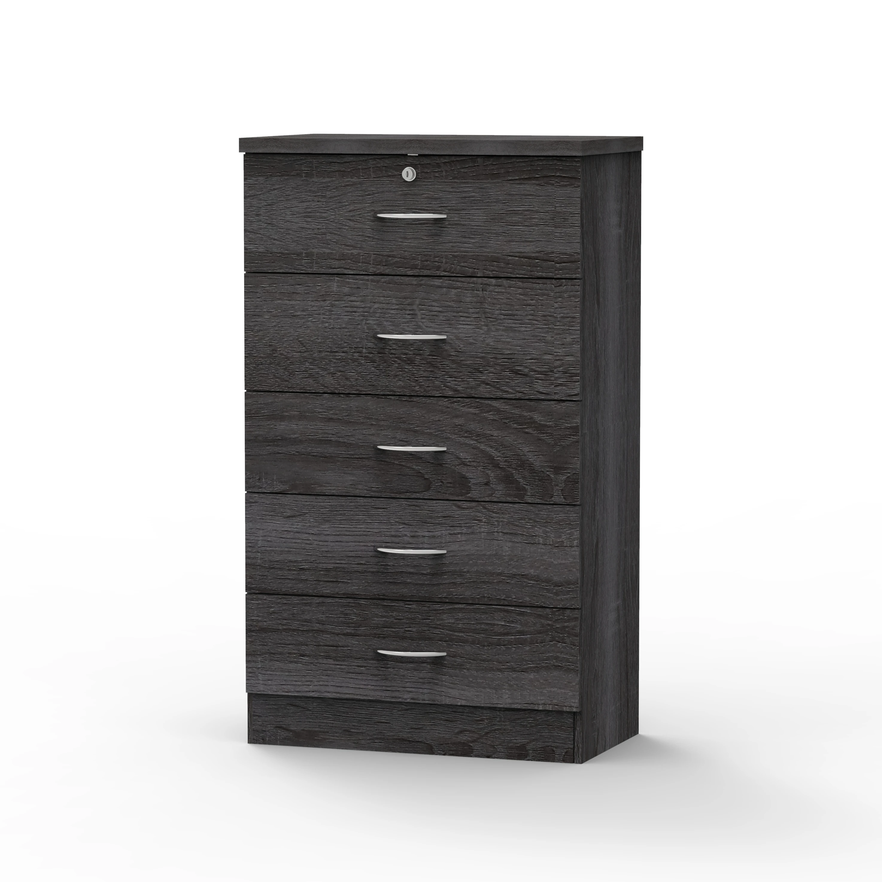 5-Drawer Chest of Drawers for Bedroom Living Room Kids Made in Malaysia Wood Top Cabinet With Lock