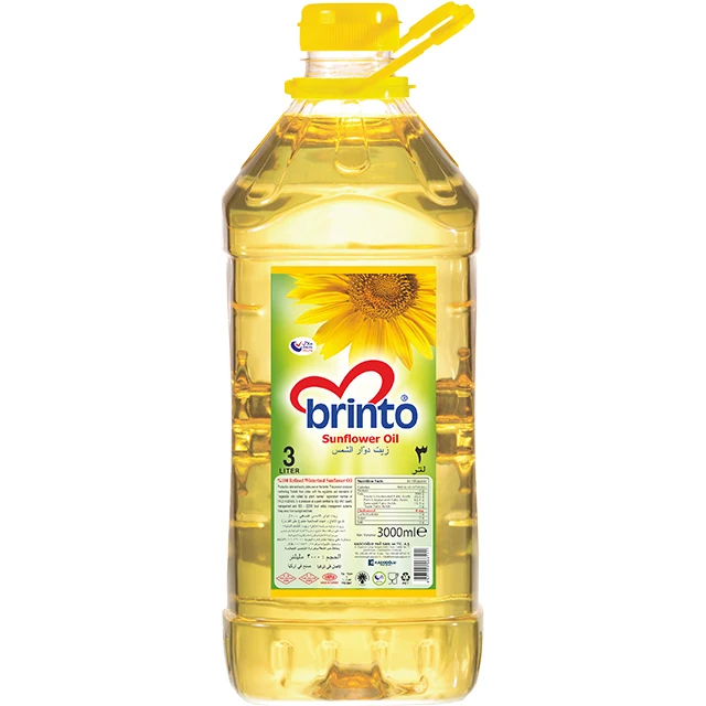 
 Pure Sunflower Oil Brinto 3L x 6  Cornered Pet Refined Sunflower Oil  