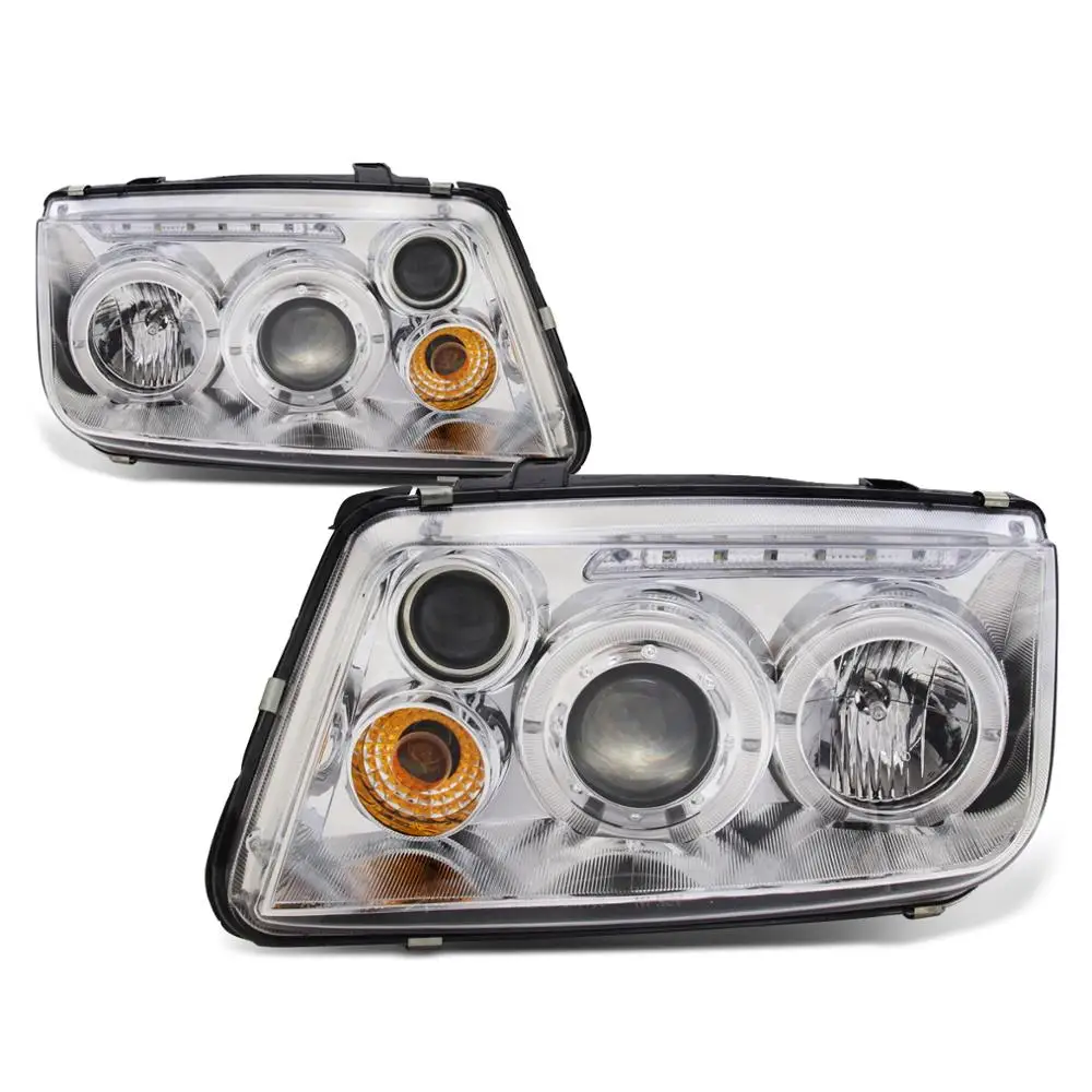 Hot-selling Front light Dual Halo Projector Headlights w/LED Light Strip FOR 1999-2005 Volkswagen Jetta/Bora Mk4 (Chromed /Clear