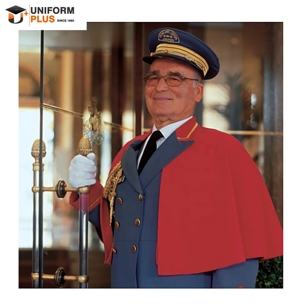 Custom OEM Hotel restaurant doorman bellboy cost design for hotel staff uniform
