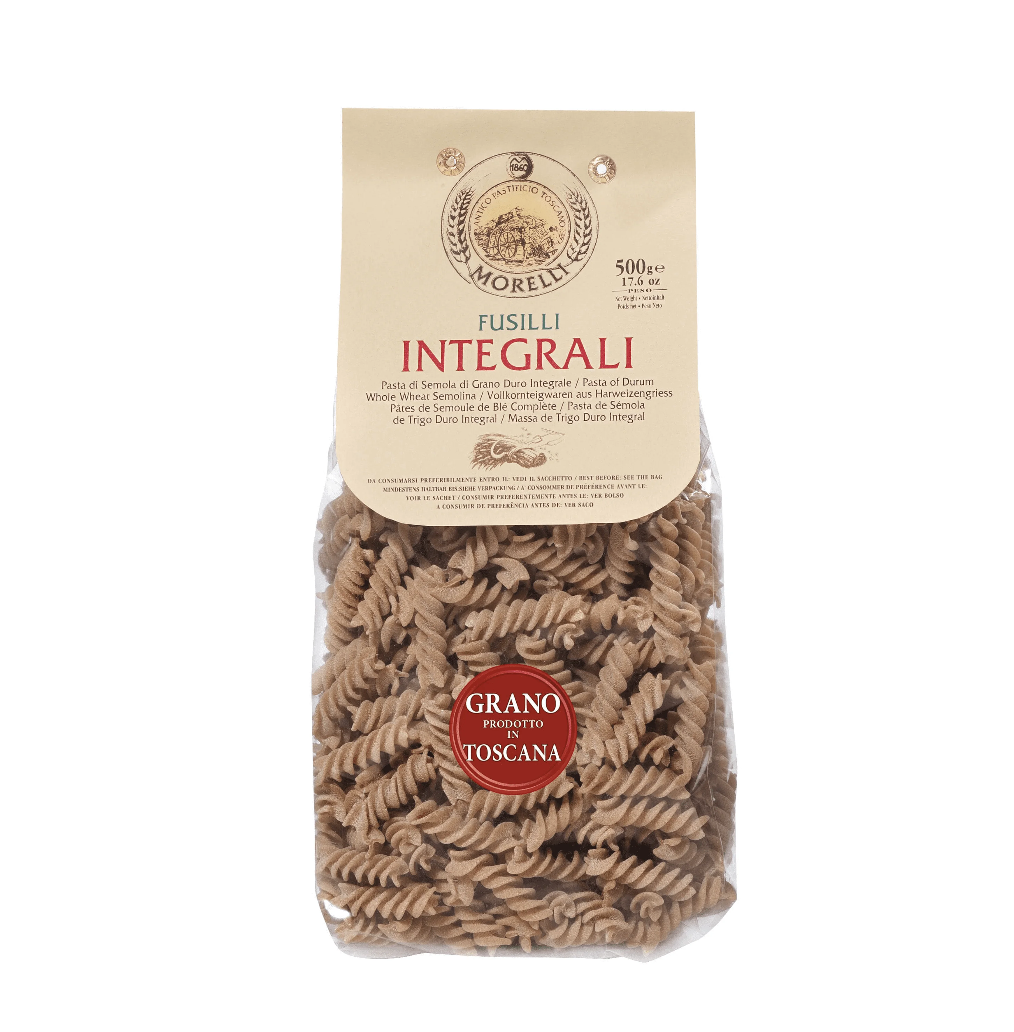 Fusilli Organic Whole Wheat Italian Pasta Artisanal Made in Italy Short Shape
