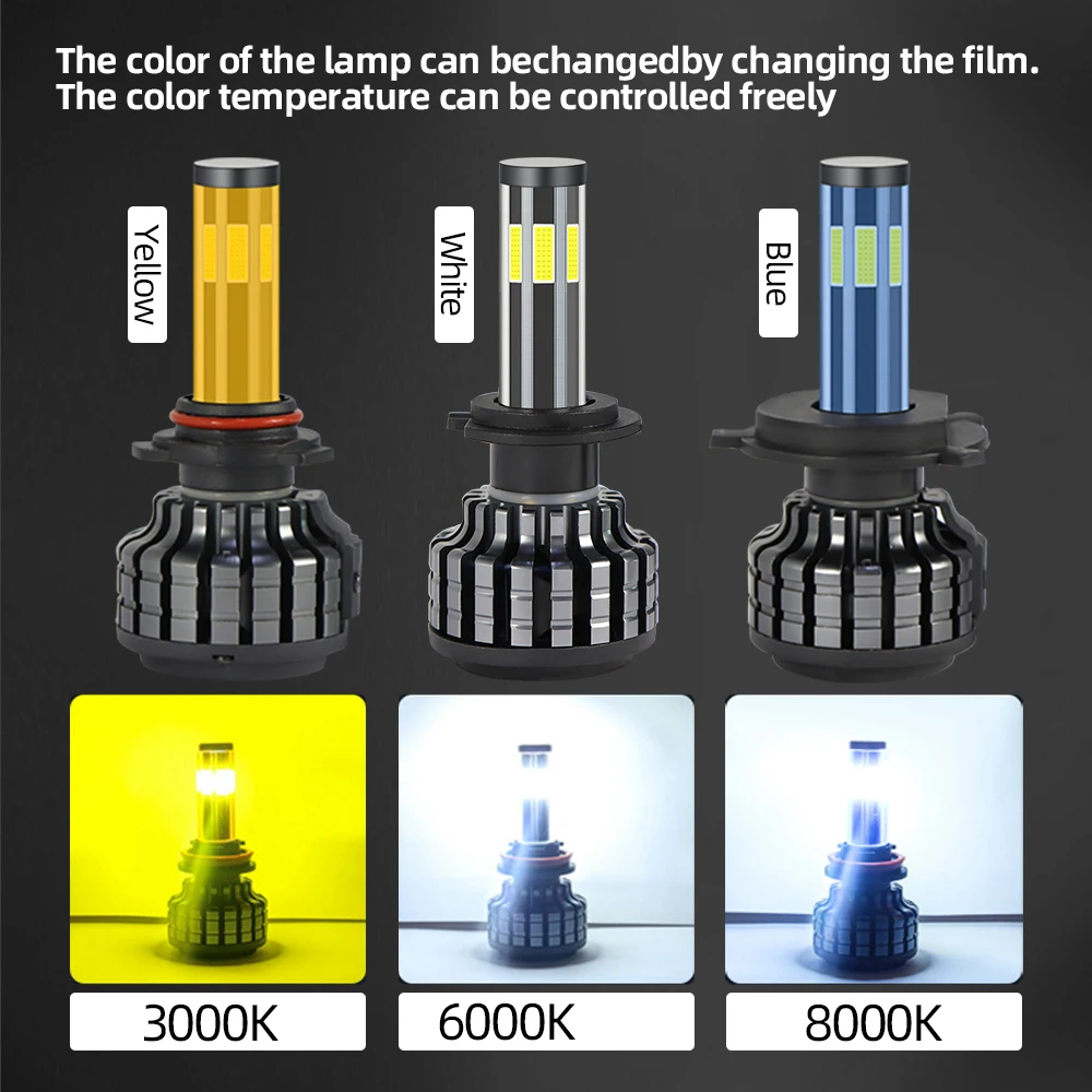 360 Led headlights 6 sides 60W 9000LM 6500K White Light CSP 9004 H1 H3 H7 H4 LED Car Headlight Fog Lights F6 Headlamp