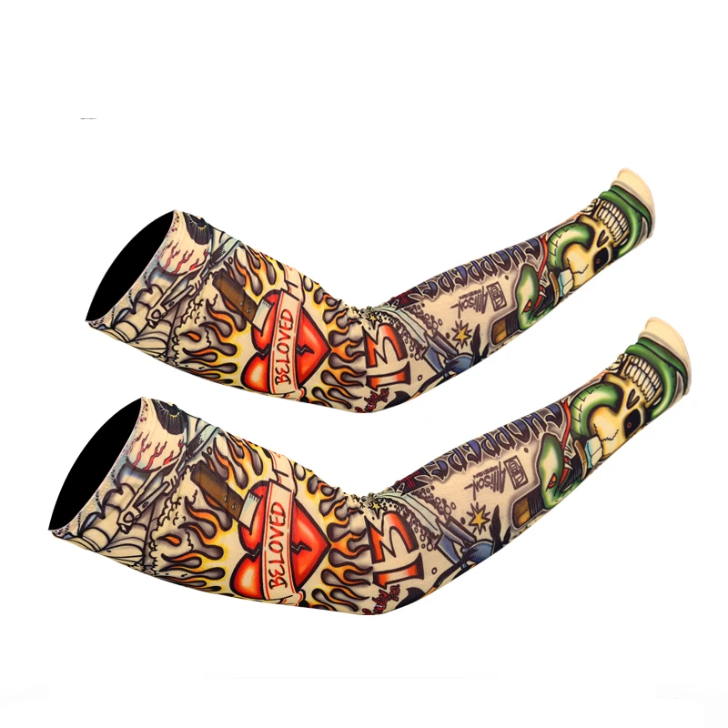 Wholesale polyester Men Women Arm Sleeves Temporary 3D Tattoo arm Sleeve Arm Stockings Tatoo Cool Sleeve