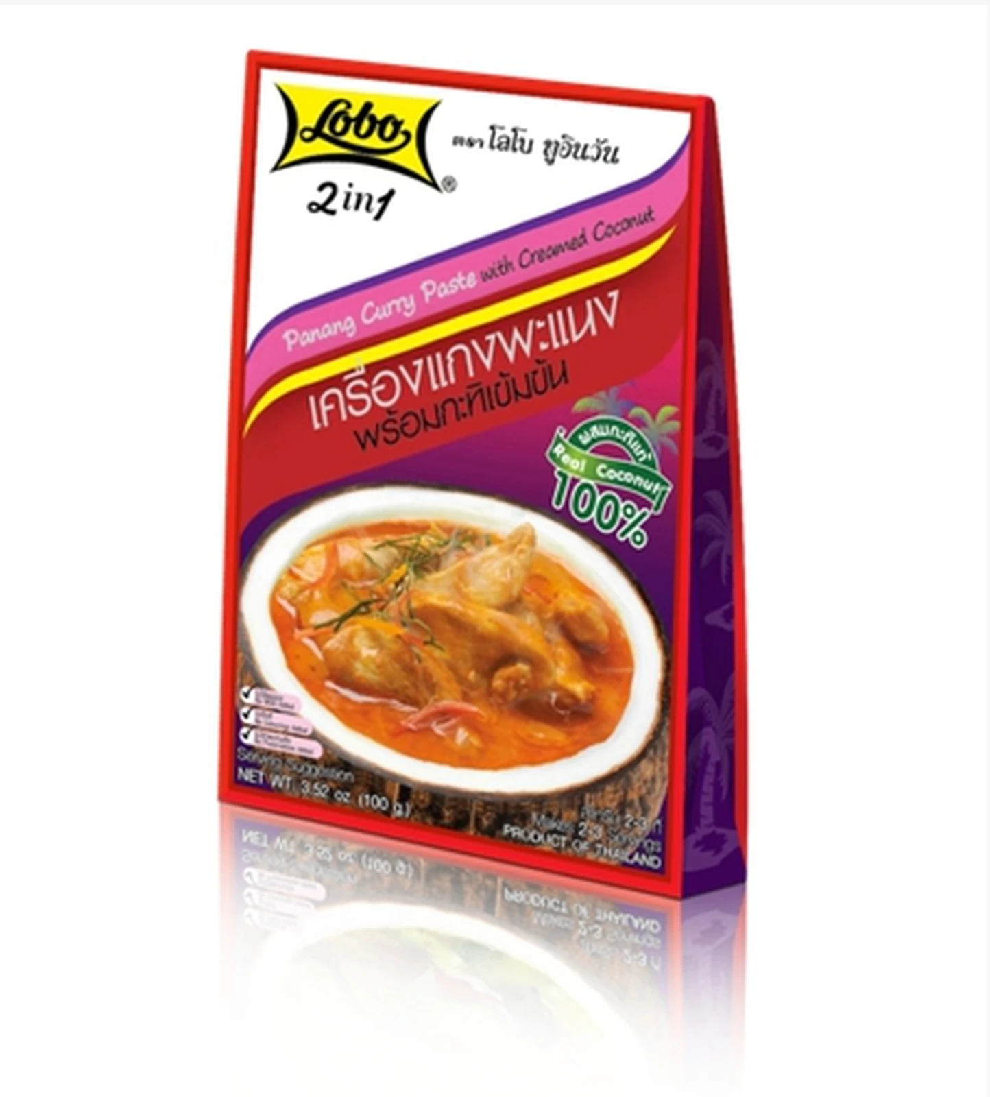 Lobo 2In1 Panang & Creamed Coconut 100g. (1X4X6)