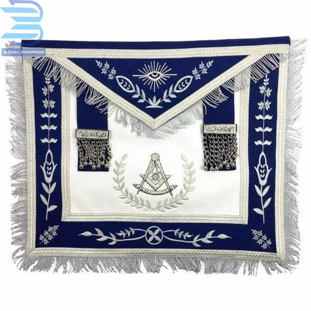 Top Selling Apron Masonic Regalia Blue Lodge Past Master Embroidery Freemason Royal Blue Apron