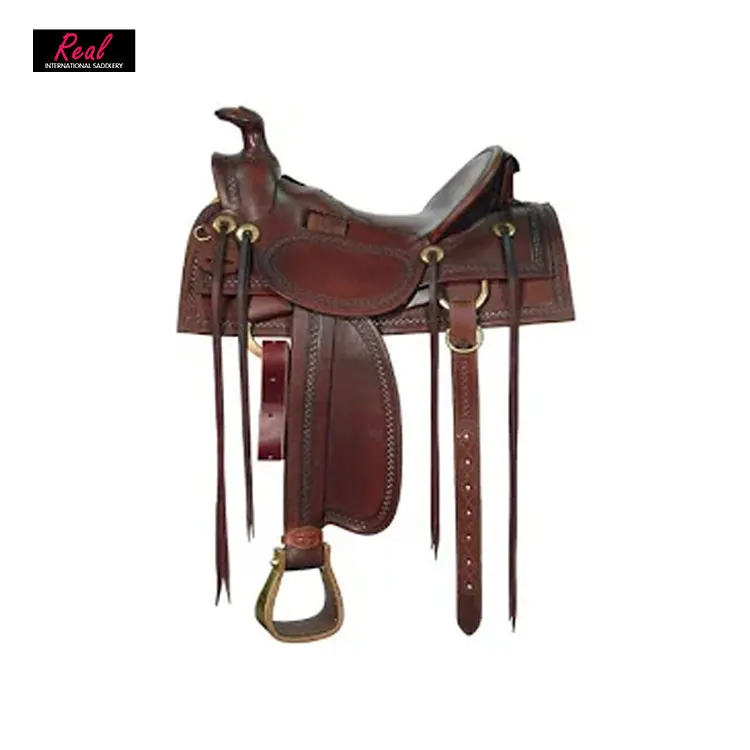 Huge Demand 100% Leather Western Style Custom Pattern Racing Horse Saddle