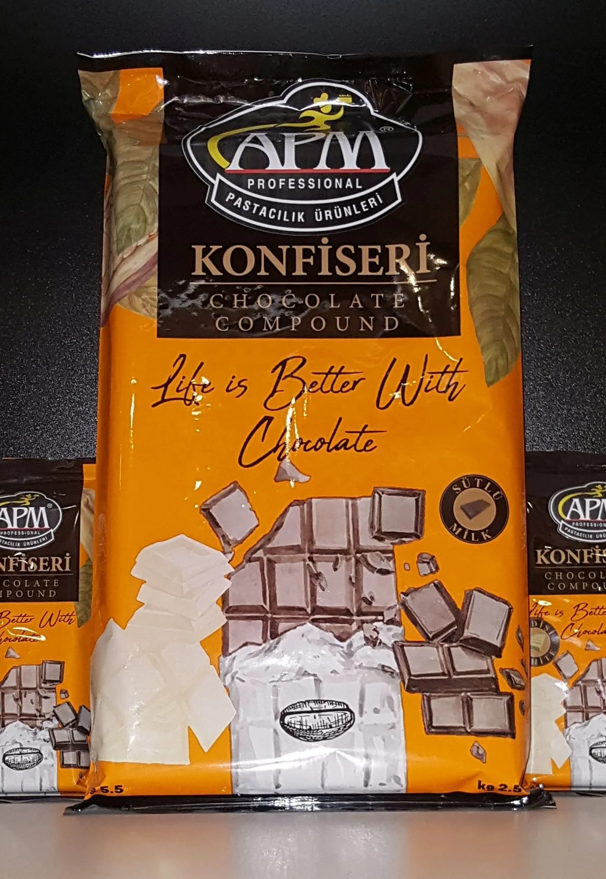 APM Dark Bitter, With Milk, White Confiserie Block Compound Chocolate For Confectionery, Pastry Sectors And Industries
