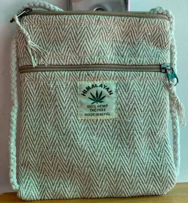 Hemp organic side bag/ Passport side bag/100 % hemp PP bag