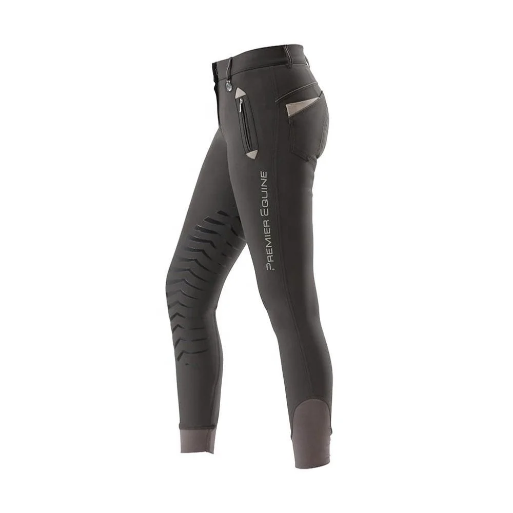 multifunctional all sizesGrey Women Stretchable Luxury High Gripping Silicone Knee Patch Breeches Pant