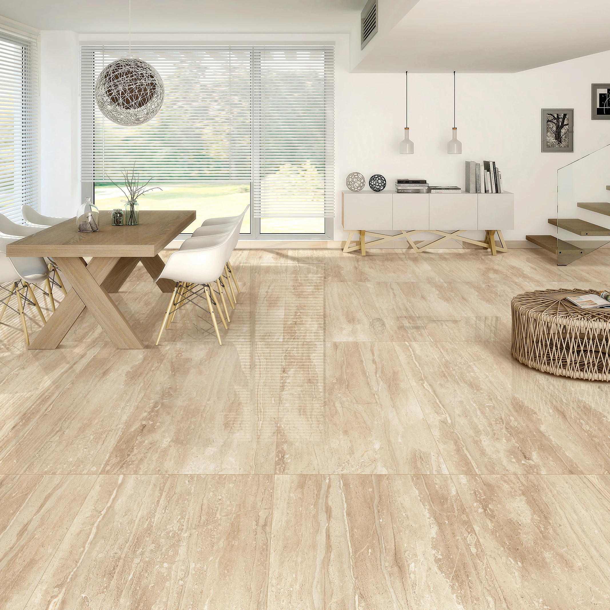 daino beige turkey marble look porcelain slab tiles with different faces and high gloss finish 800x1600 creanza tile