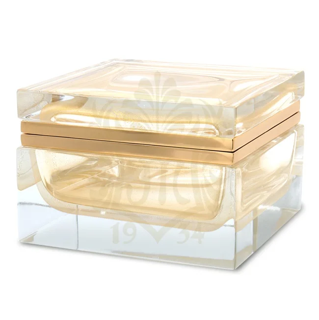 
Настоящая итальянская стеклянная квадратная шкатулка для ювелирных изделий 