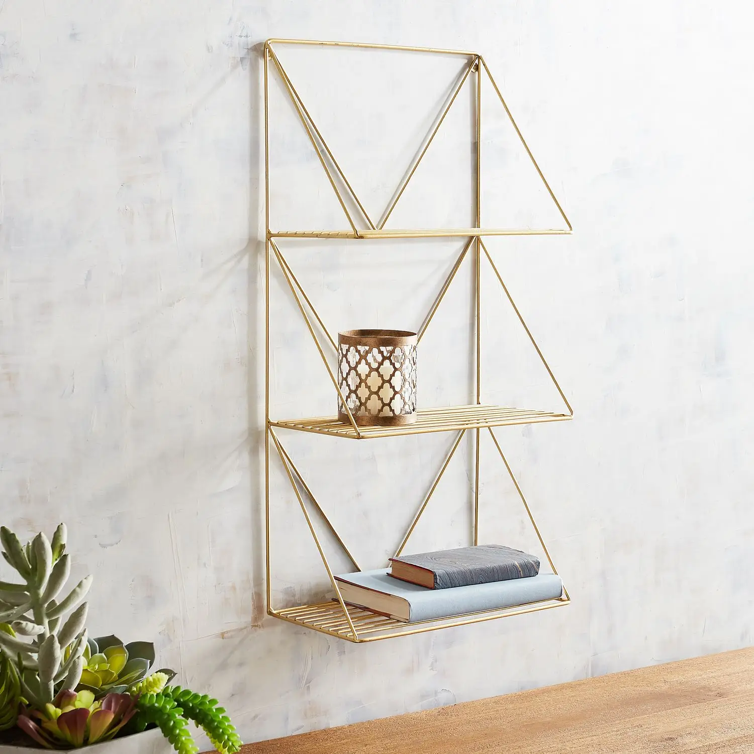 New Design Vertical Golden Wall Shelf 3 Tiers With Glass Shelf Iron Living Room Storage Home Decor At Wholesale Price From India
