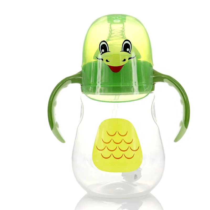 Baby feeder bottle color changing baby bottle with handle and straw