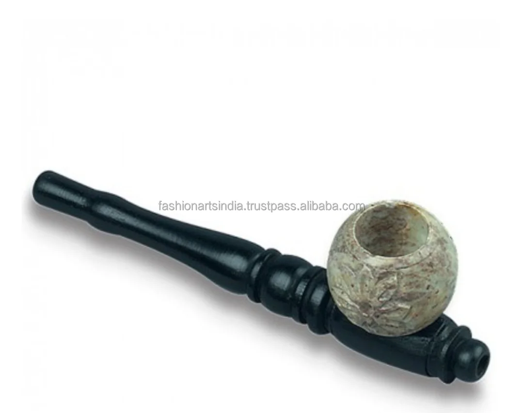 BEST QUALITY Wooden hand pipe with stone chill+um,  TRADING DESIGN
