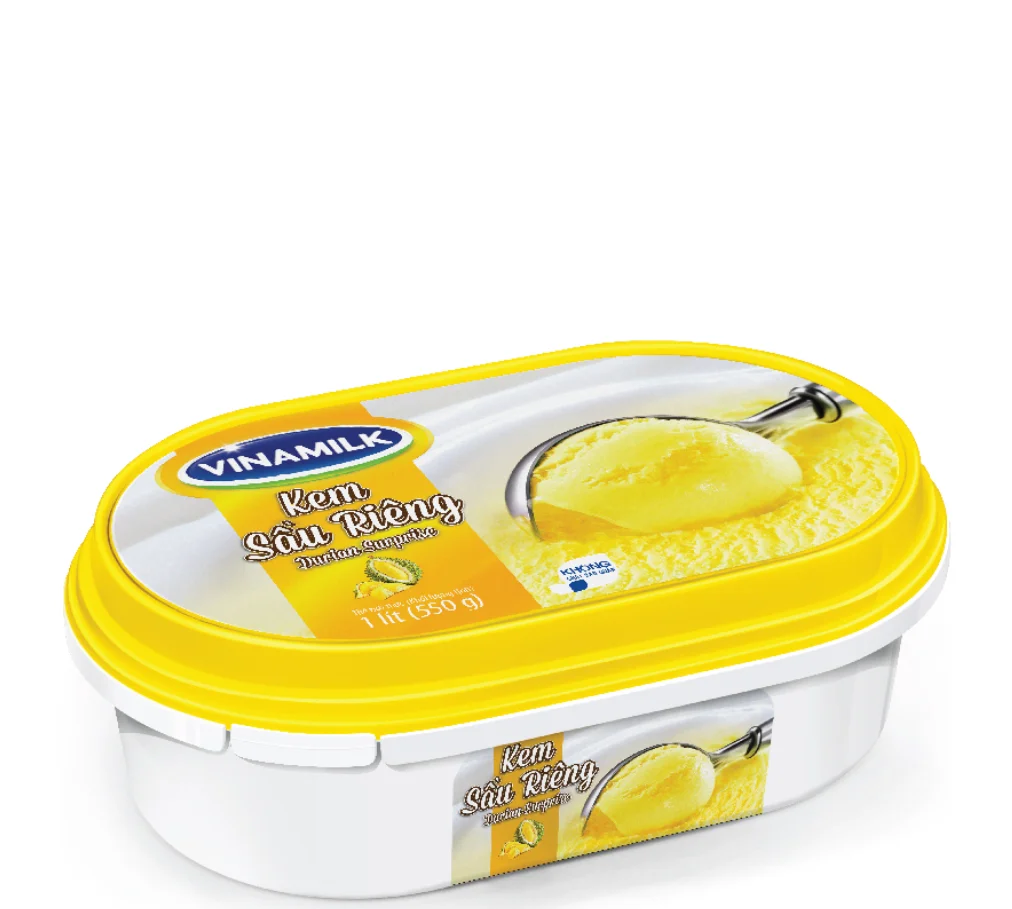 Delicious Taste Ice Cream - Vinamilk Brand - Durian Flavor - Packing 1 Litre Per Box X 6 Boxes Per Carton Fruity HACCP HALAL BRC