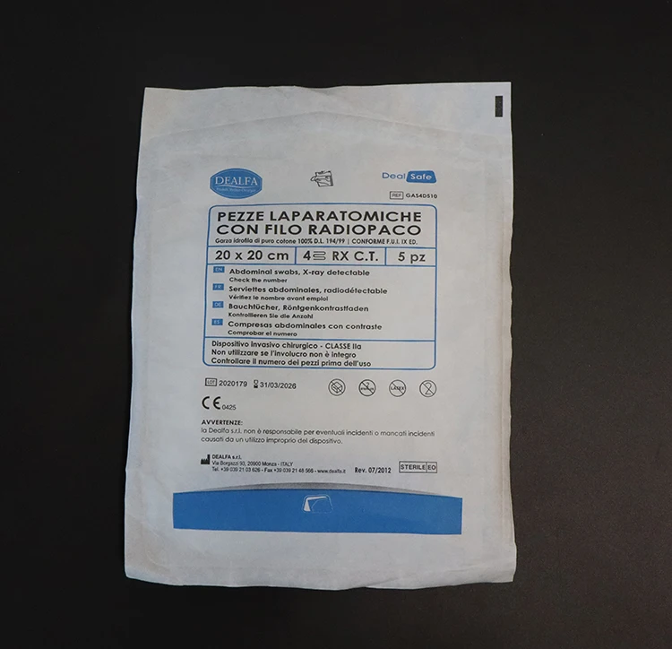 Высококачественные медицинские стерильные марлевые тампоны BLUENJOY 100% хлопка с рентгеновским датчиком для хирургической марлевой тампоны стерильные