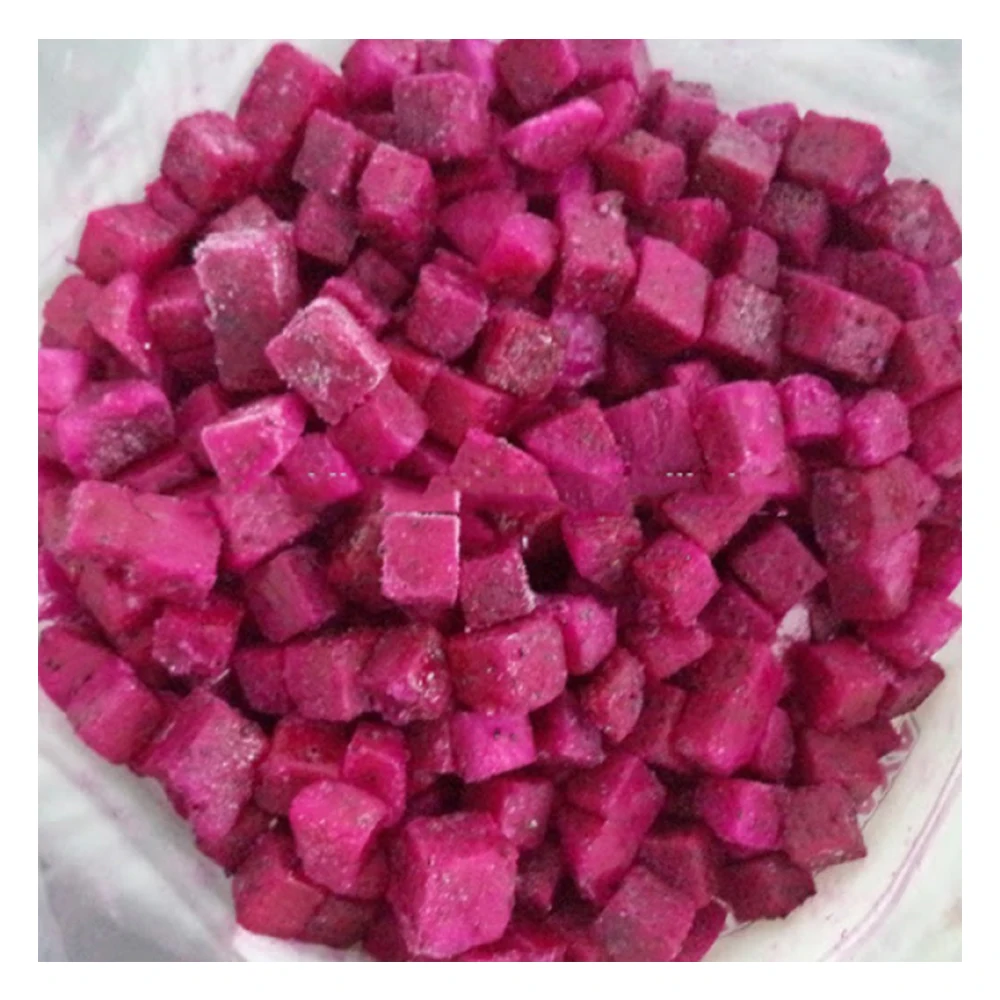 
Good Price from Vietnam Wholesale supplier IQF Frozen dragon fruit cubes taste fresh not musty white flesh with black seed 