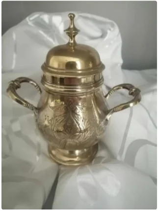 Винтажные EPNS золотые латунные чайные кофейные Кава блестящий золотой набор из 3 выгравированных подарочных наборов на свадьбу корпоративный домашний декор