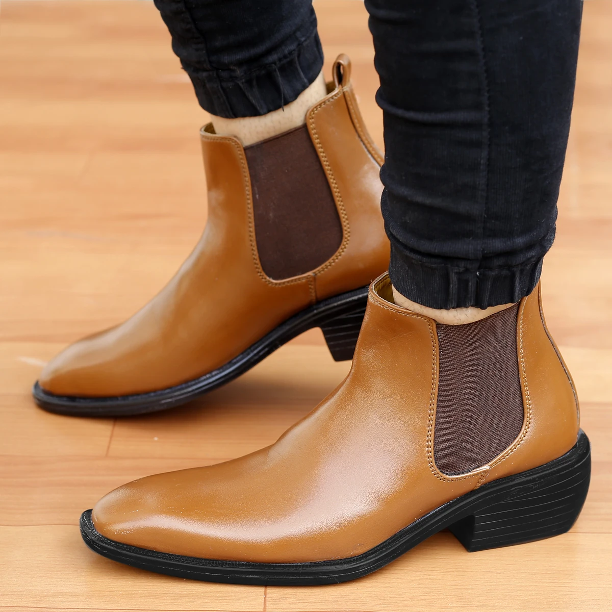 High Fashionable Height Increasing Elevator Men`s Chelsea Boots