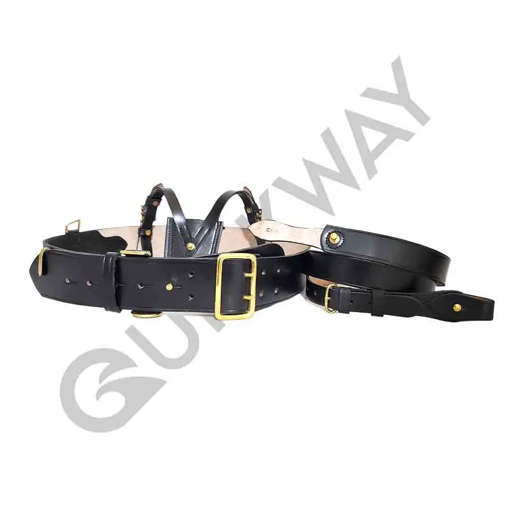 Factory Custom Ceremonial Cross Belts Brown Single Color and Gold Simple Buckle Cross Belt