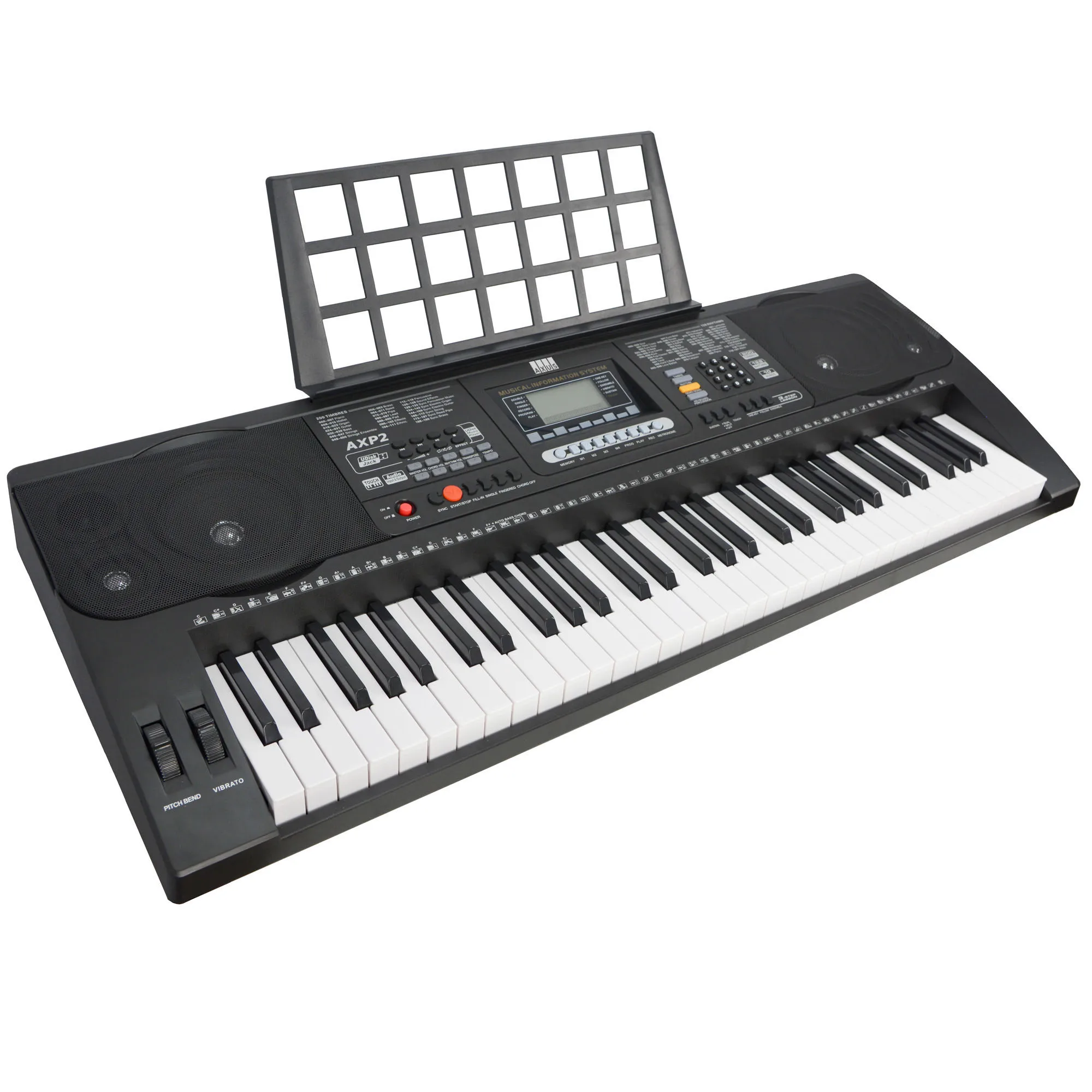 Axus AXP2 61 Note Electronic Keyboard Touch Sensitive Keys with Music Rest and Mains Adaptor Accessory Bundle Option Available
