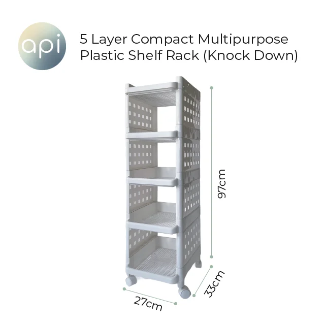 Таиланд поставщик 5-слойный чехол компактный многофункциональный пластиковый стеллаж для узком пространстве (сбить) 33x27x97 см.