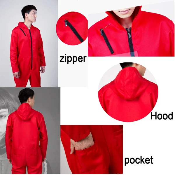 Wholesale price Unisex Adults & Kids La Casa De Papel Salvador Dali Red Costume Jumpsuits Cosplay Dali Suit Money Heist Season