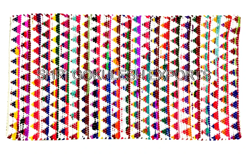Latest 2021 Indian Handloom Double sided use Abstract modern design 100% Cotton chindi Rag Rugs