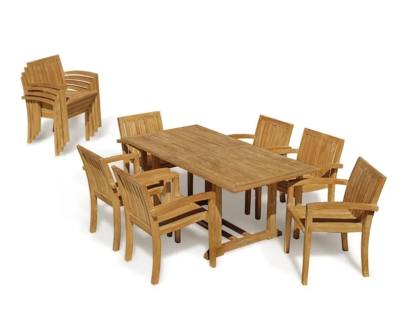 Rectangle Dining Table And Stacking Chair Sets Garden Furniture