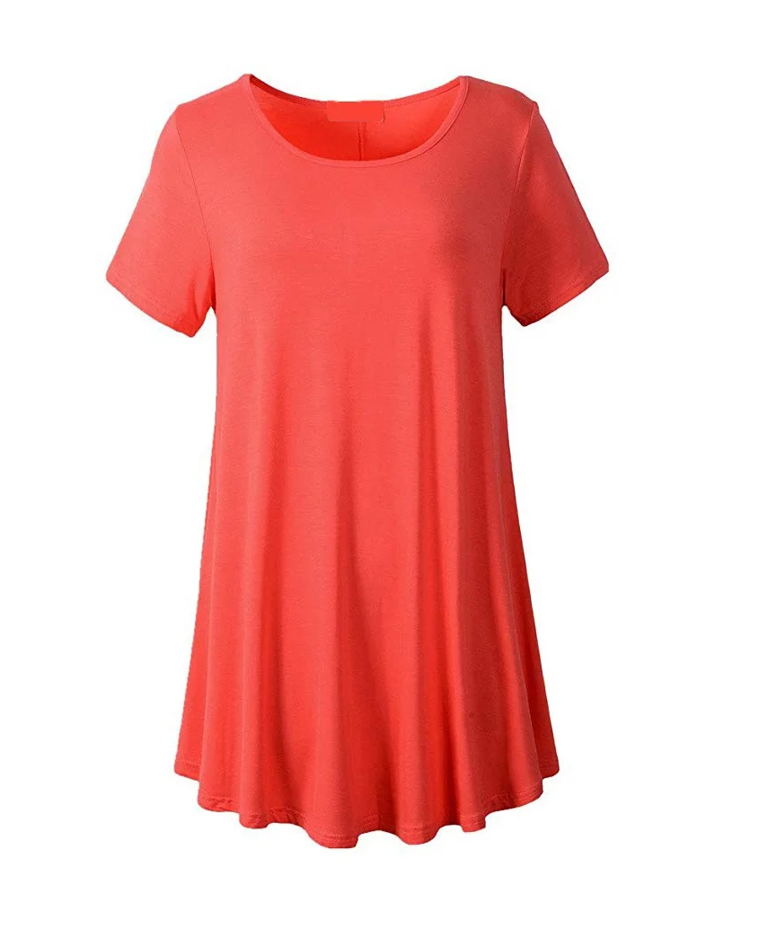 Fit Swing Ladies Summer Tunic Tops Factory Blank LOGO Custom Loose Wholesale High Quality Low Price 180gsm 100% Cotton for Women