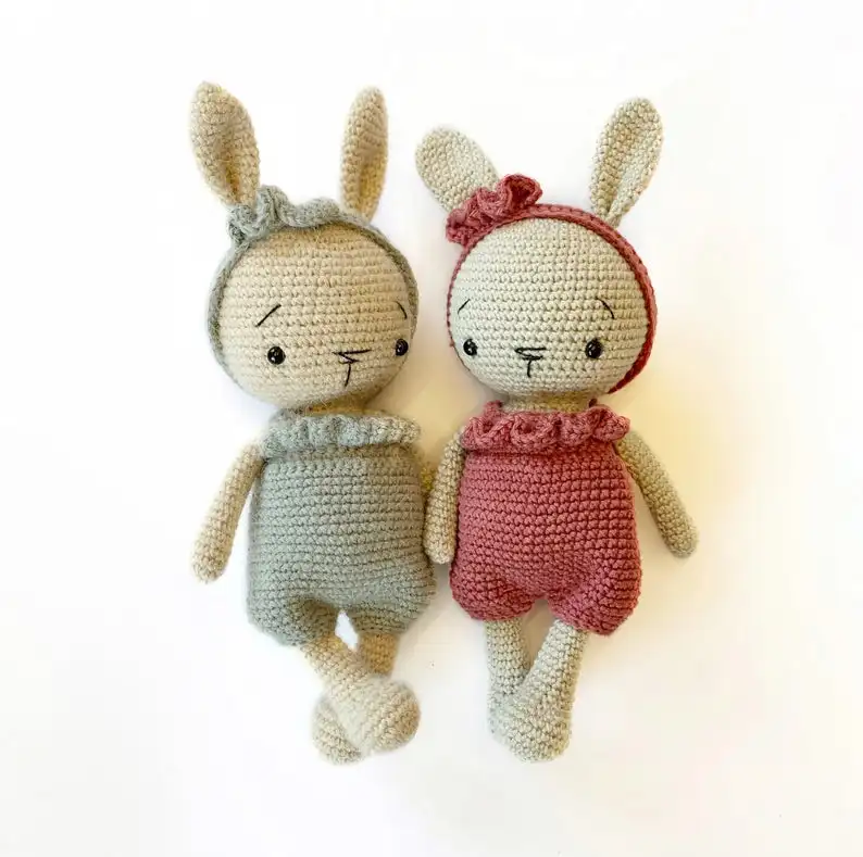 
Baby Bunny Rabbit Colorful Customized Design 100% cotton Handmade in Vietnam Animal Amigurumi Stuffed Crochet Toy 