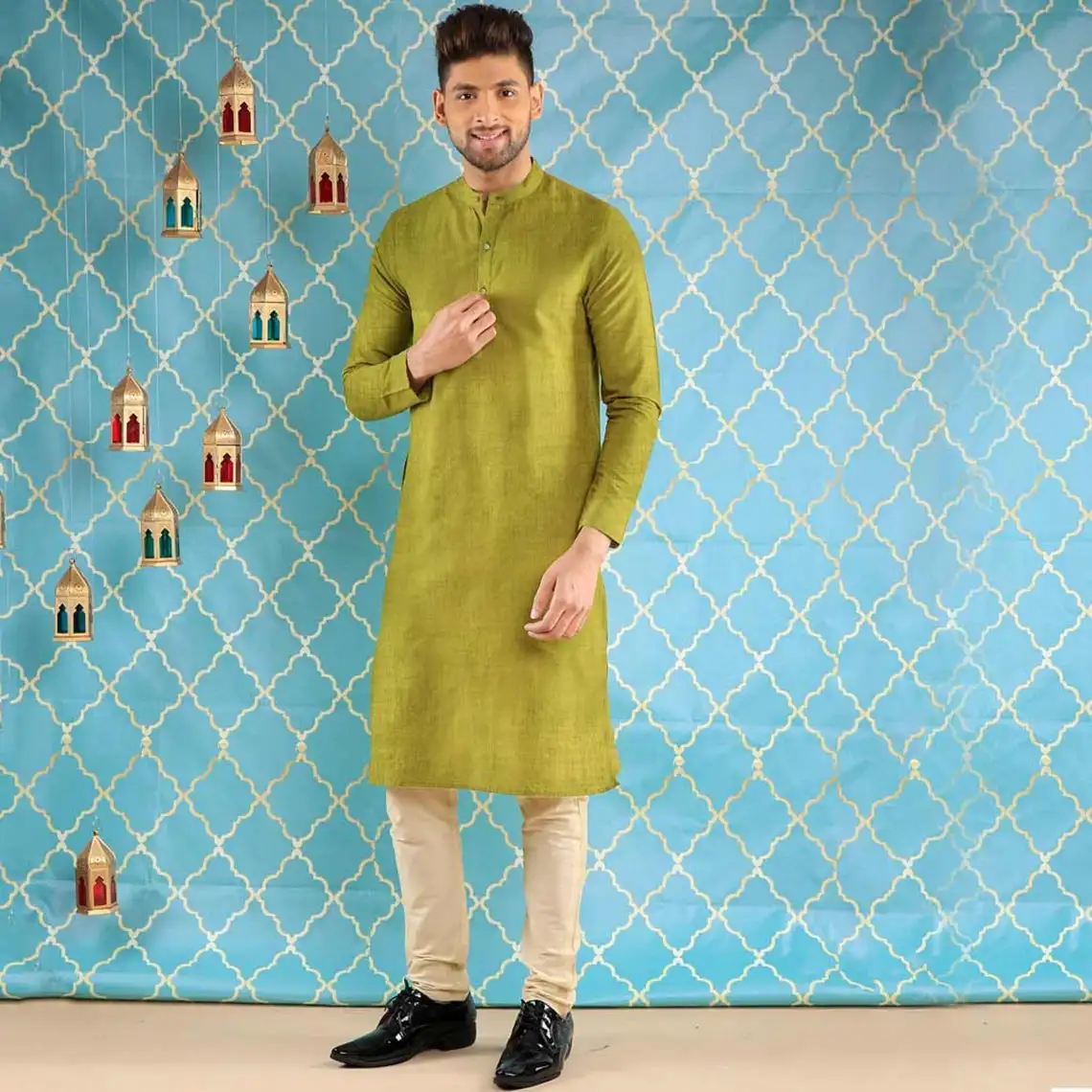 Top Selling New Design Simple and Beautiful Cotton Kurta Pajama Set Full Sleeves Long Indian Dress for Kids and Adult Boys