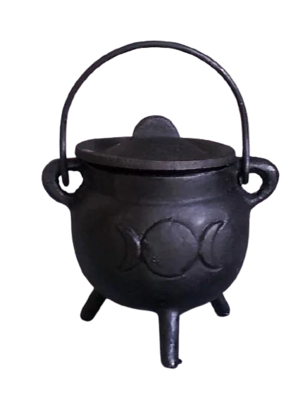 Iron Incense Resin Burner in Black Finish Iron Cauldron and Charcoal Burner Candle Holder with Handle
