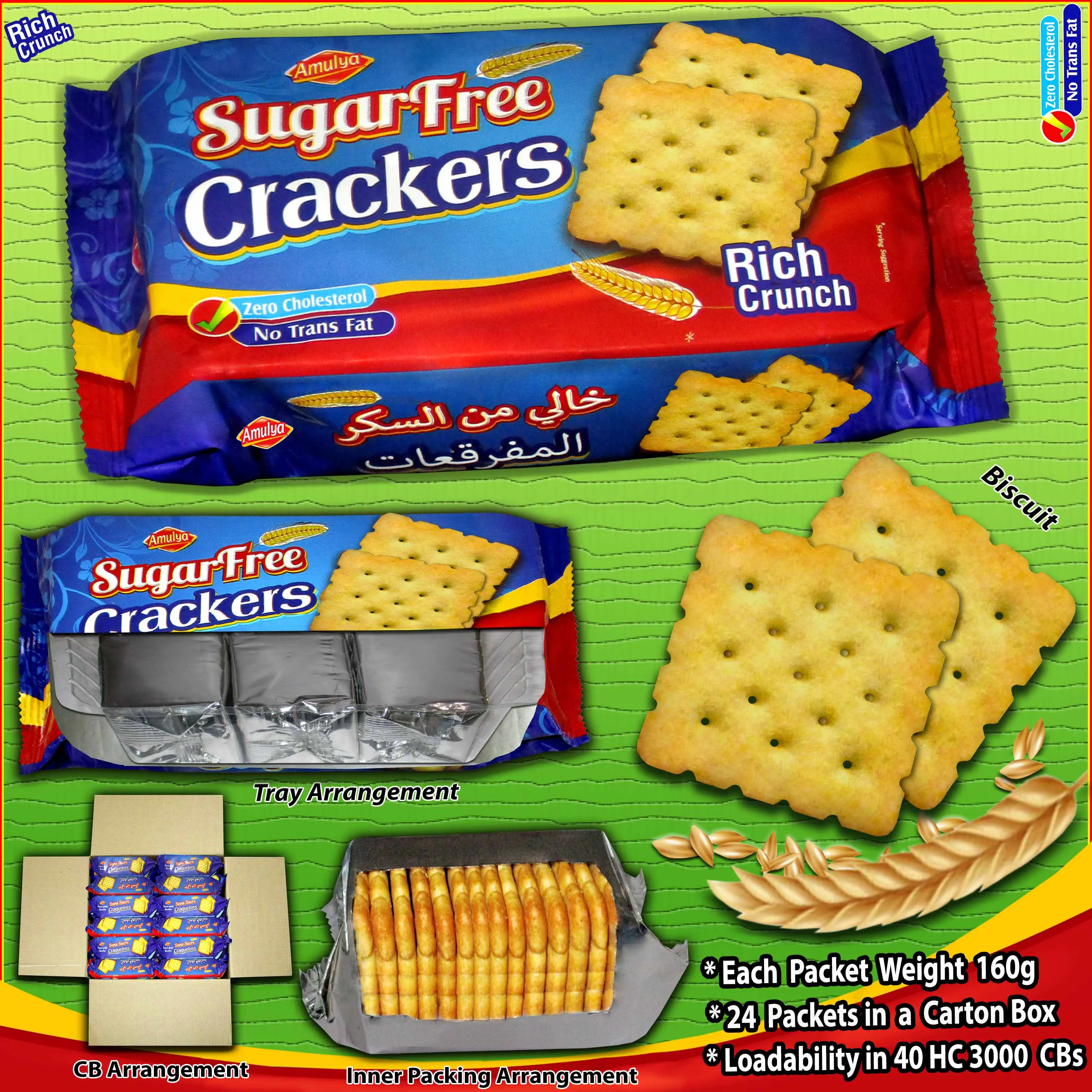 
Sugar Free Cracker 160g with Dietary Fiber Zero Sugar Healthy Choice for Diabetics 