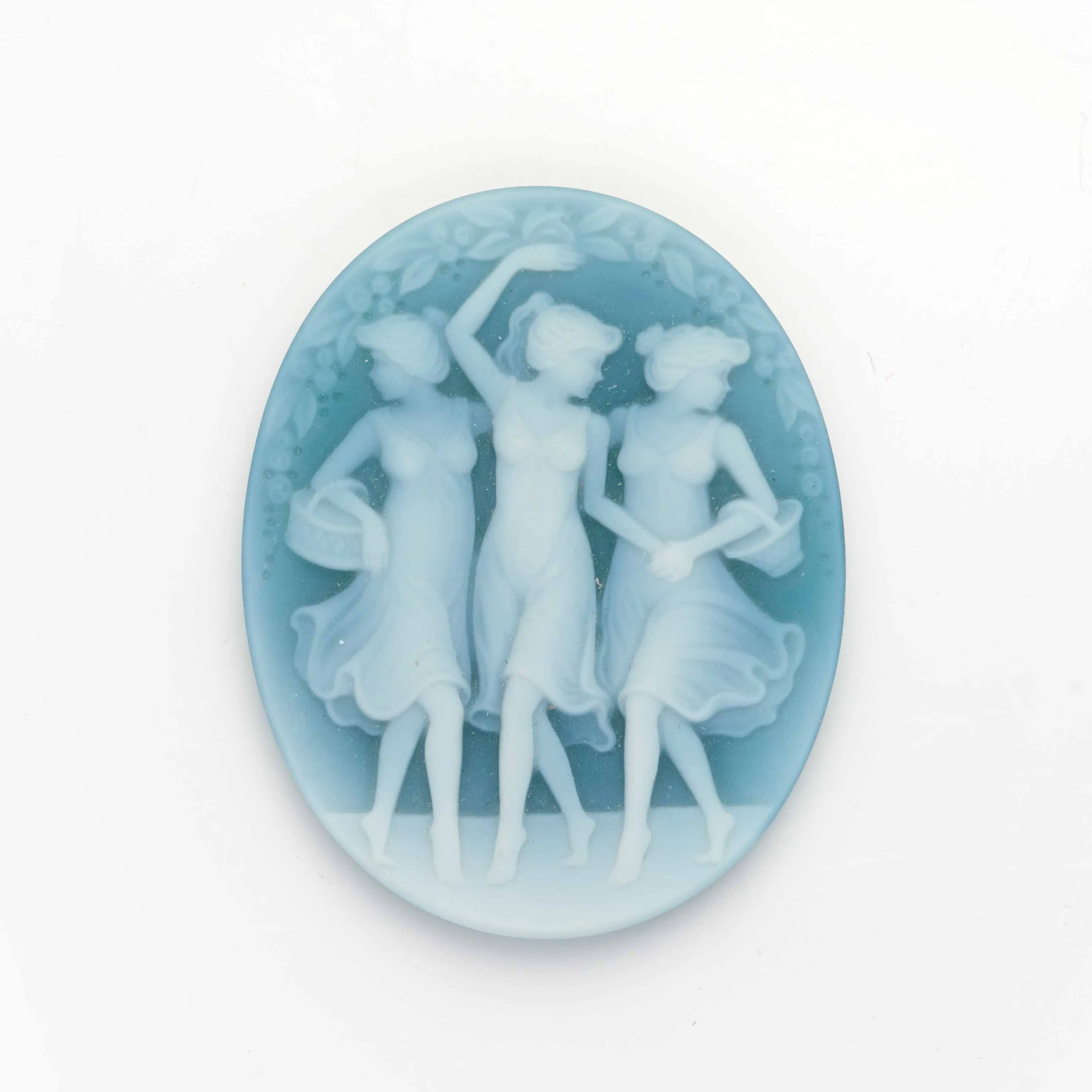 
Three Graces Carved Natural Green Agate Big Size mm 45 Top Quality 