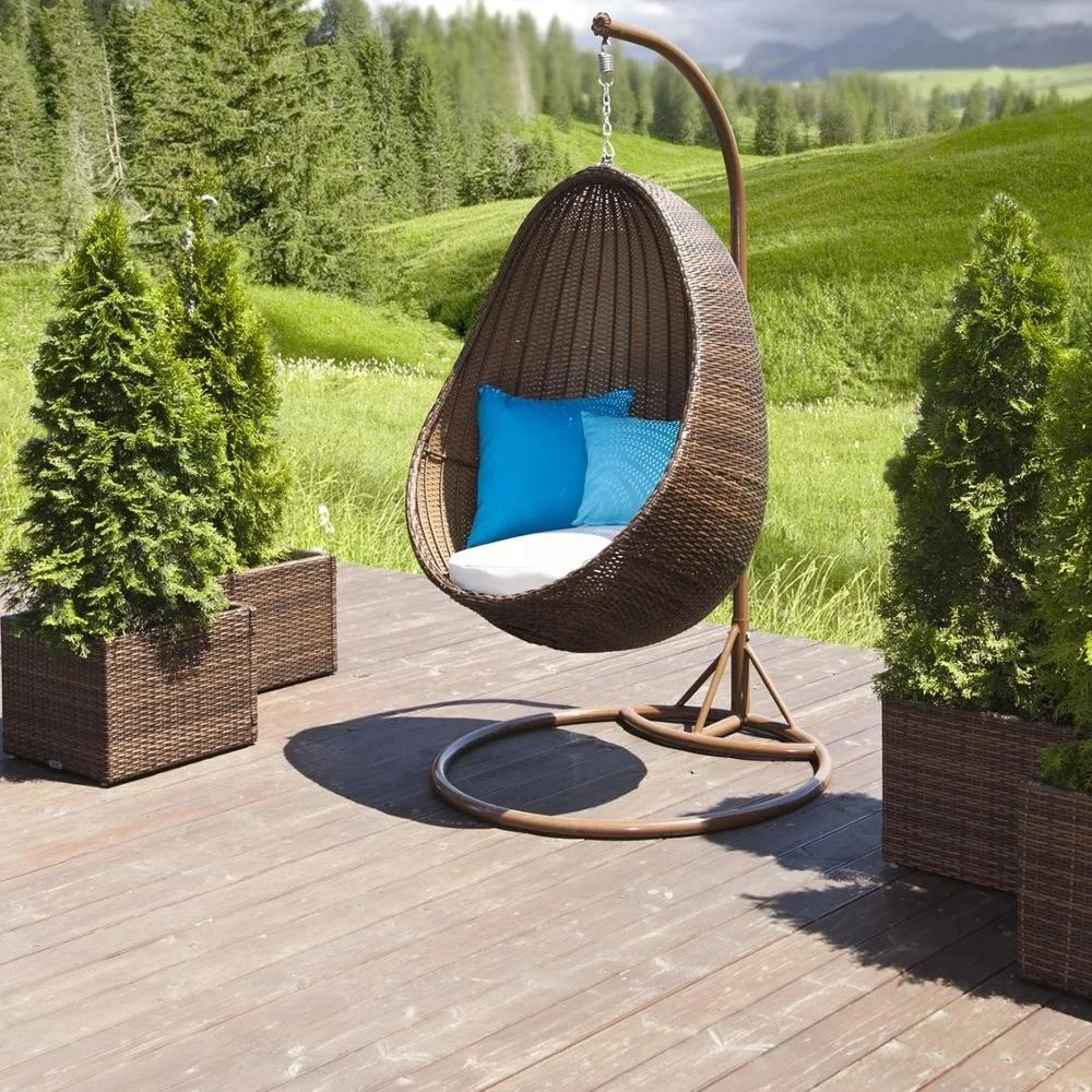 
Synthetic garden wicker rattan high quality swing chair hanging chair steel frame patio outdoor furniture 