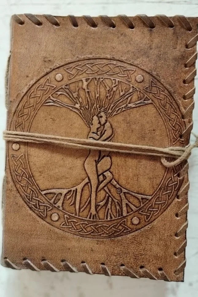 Wholesale price Handmade paper Leather journals and Diary with rope bounded embossed with tree of love travel notepad and dairy