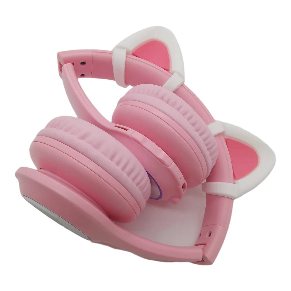 LB1 Earphone for kids and shipping microphone Cute Pink Cat Ears Headphones RGB Wireless Headset