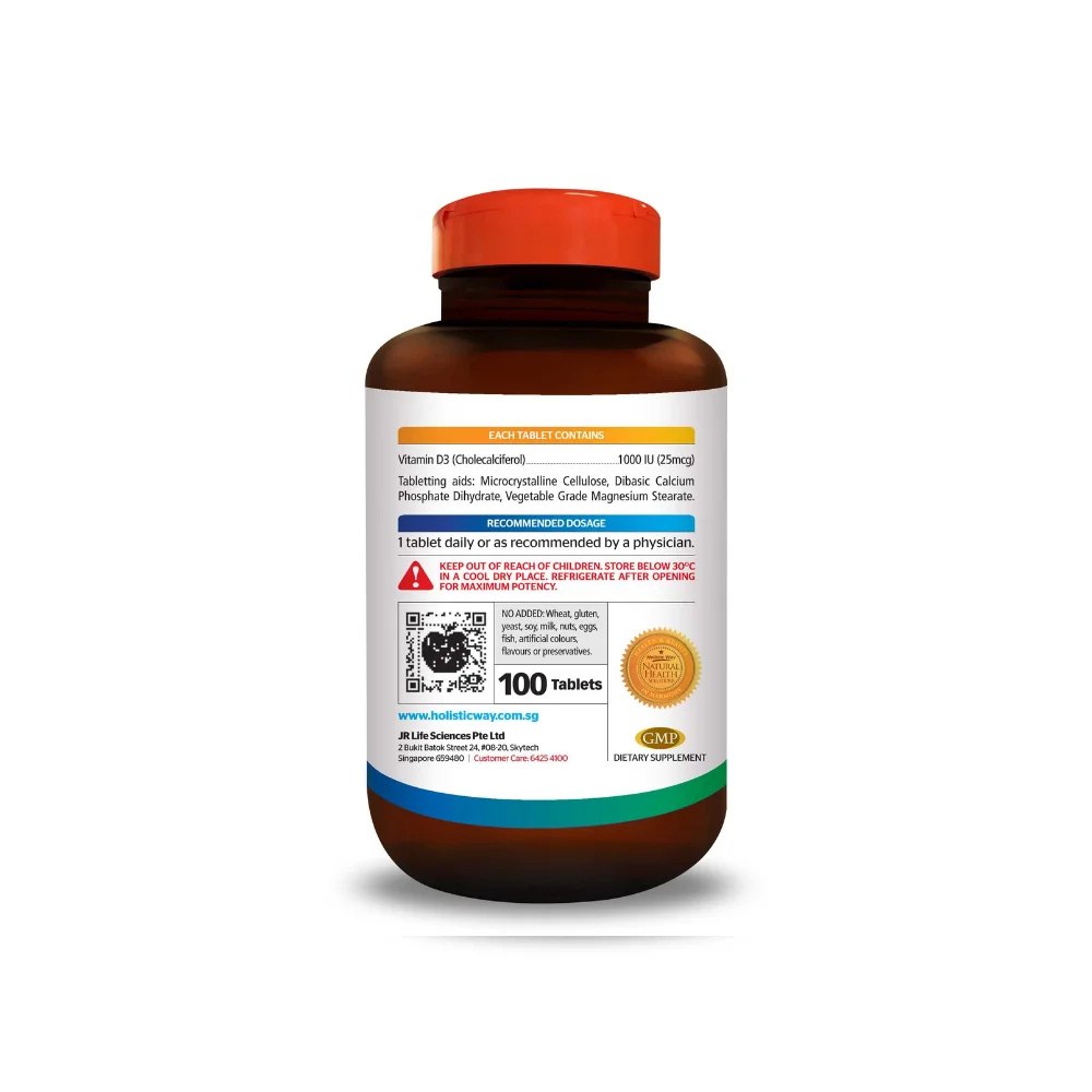 Витамин D3 1000IU (100 таблеток) поддерживает развитие и поддержку костей зубов комплексным способом