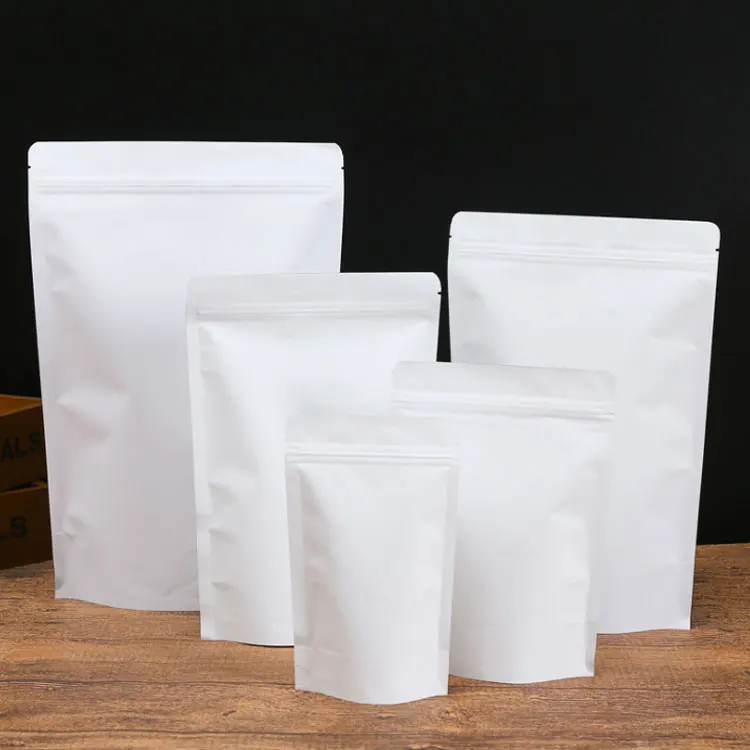 68 White kraft paper bag environmentally friendly organic degradable sealed zipper paper bag food stand up pouch