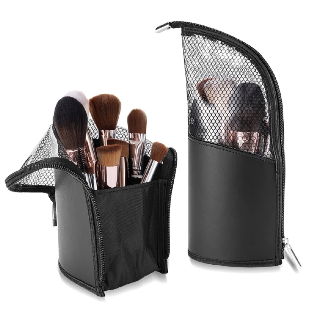 Compact and convenient and retractable polyester cosmetic bag Plastic makeup brush bag