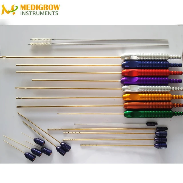 Infiltration Cannulas Set of 21 PCS Fixed Handle Cannulas and Super Luerlock Cannulas Gold Tip