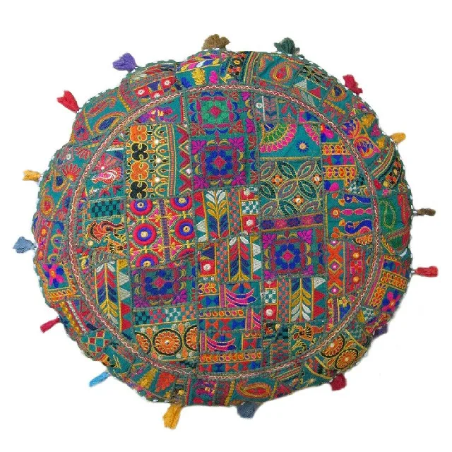 18x18 дюймов круглая напольная Подушка оптовая продажа Лоскутная хлопковая подушка чехол для сиденья большая накидка ручной работы в стиле хиппи оттоманка