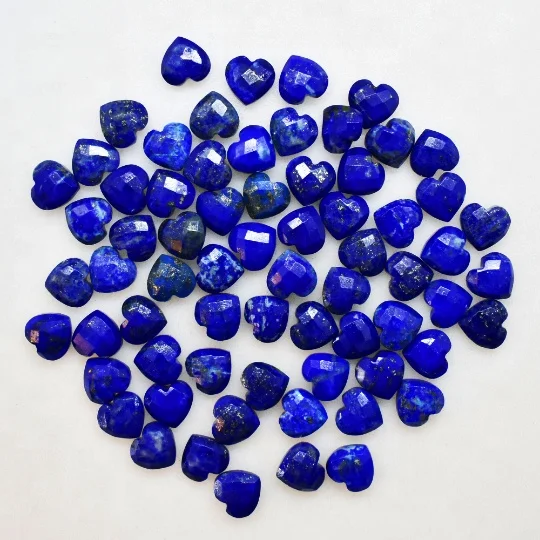 Lapis Lazuli Carving Beads, Loose Heart Carved Briolette Beads Strand For Making Jewelry, Faceted Healing Gemstone