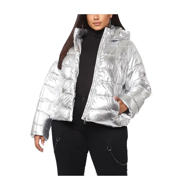 Оптовая продажа Женская модная зимняя пуховая блестящая куртка теплая пузырьковая куртка-бомбер