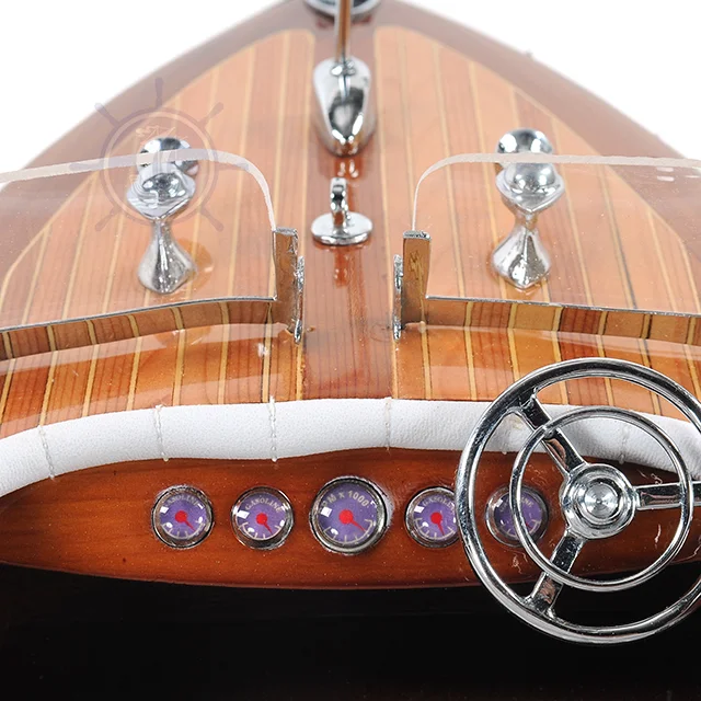 Chris Craft Triple Cockpit-Clearance Model Ship 62 cm Handcrafted Wooden Replica with Display Stand, Collectible, Decor, Gift, W