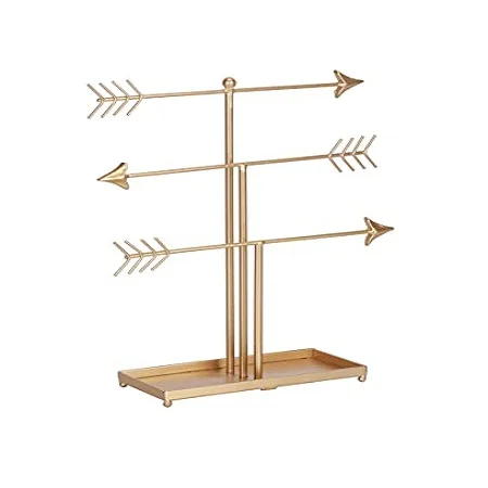 Latest Design Gold Metal Necklace Holder With Prime Quality Three Tiers Jewelry Display Stand at Affordable Prices